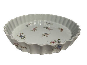 BIA Cordon Bleu France Floral Porcelain Quiche Tart Dish 10" Scalloped